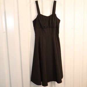 Belle Poque Elegant Retro Dress Black Defined Waist Straps Full Skirt Size L NWT